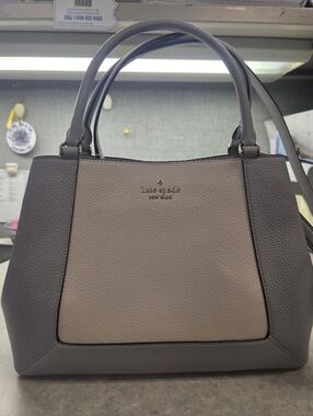 Kate spade Two-Tone Gray and Cream Structured Large Satchel.